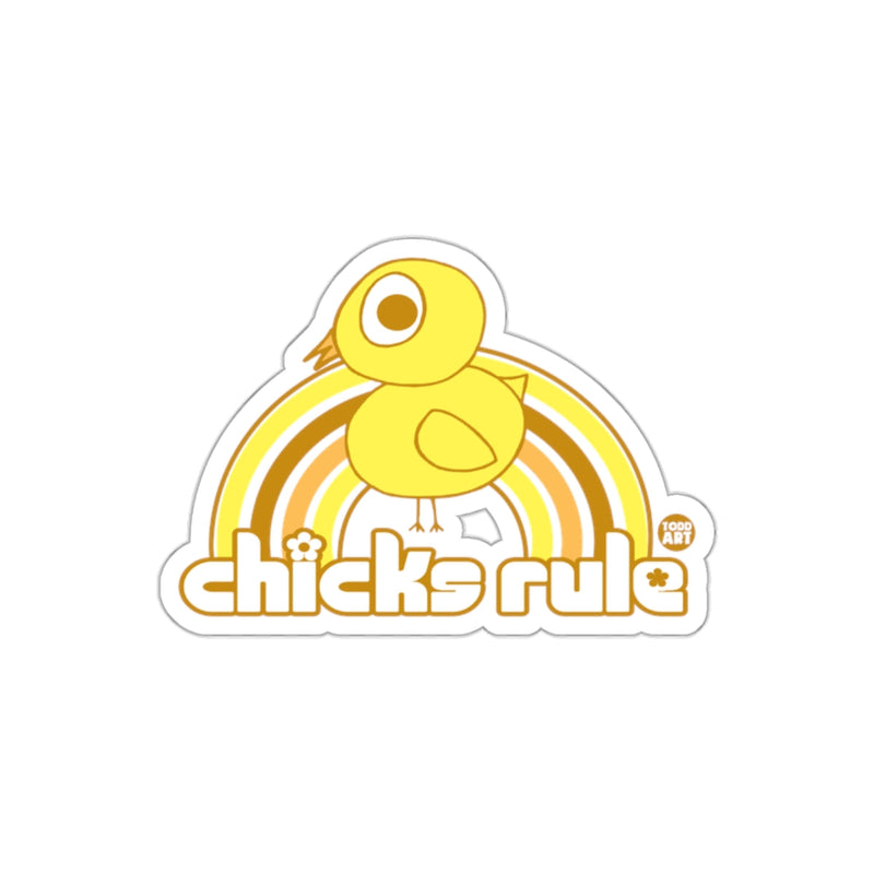 Load image into Gallery viewer, Cute Chicks Rule Sticker with Colorful Rainbow Art
