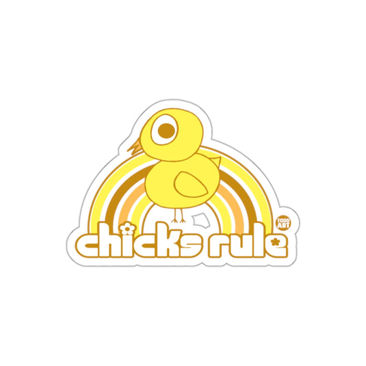 Cute Chicks Rule Sticker with Colorful Rainbow Art