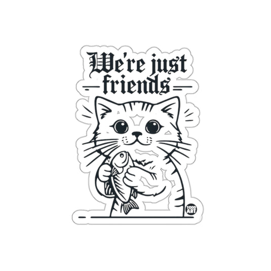 We're Just Friends Cute Cat Holding Fish Sticker