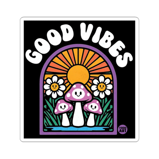 Good Vibes Sun Flowers Mushrooms Happy Faces Sticker 