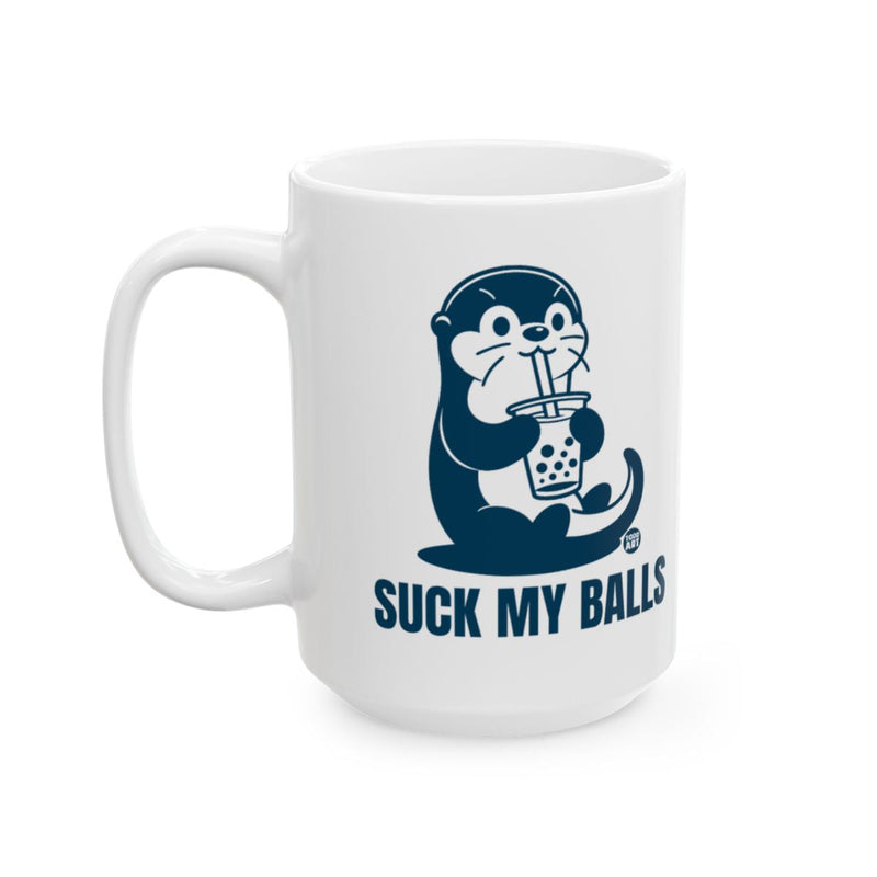 Load image into Gallery viewer, Otter Drinking Bubble Tea Suck My Balls Funny Mug
