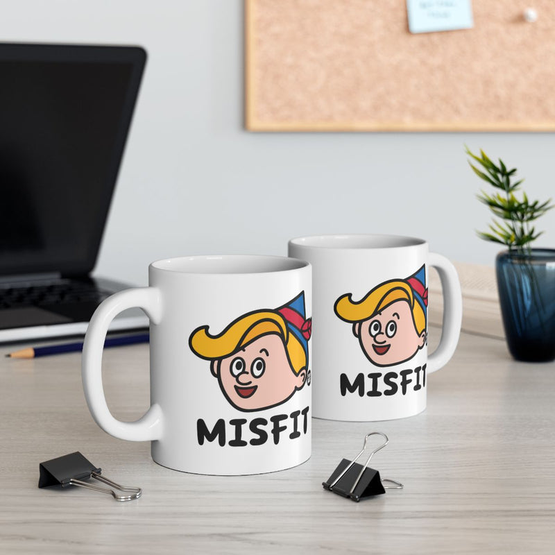 Load image into Gallery viewer, Cartoon Character with Misfit Text Design Mug
