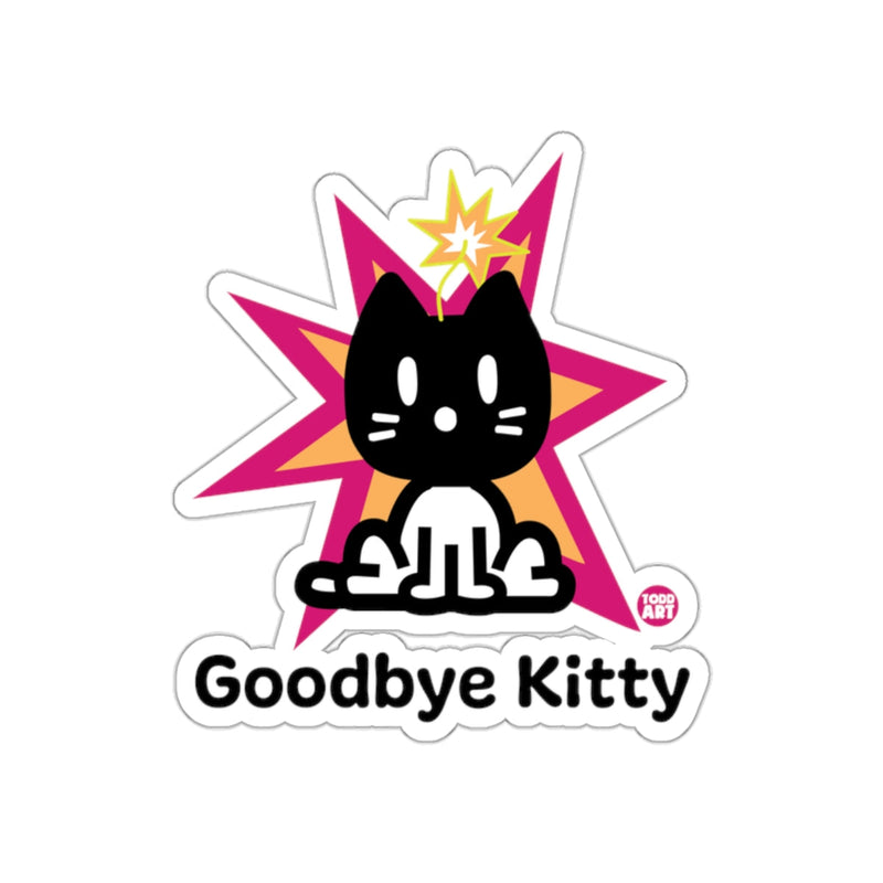 Load image into Gallery viewer, Goodbye Kitty Sticker with Explosive Background Design
