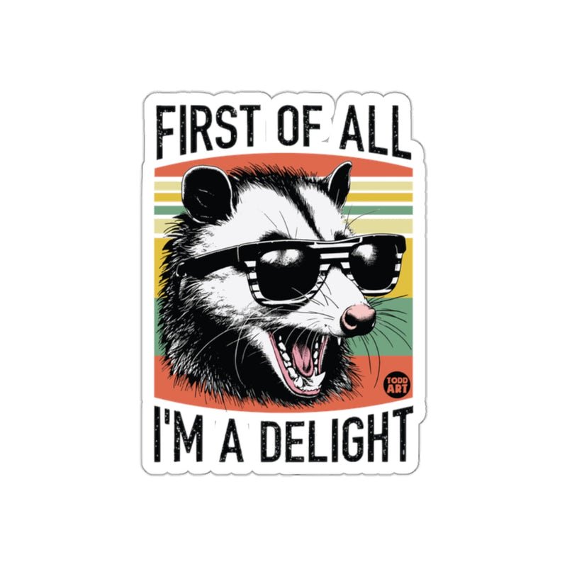 Load image into Gallery viewer, First Of All I'm A Delight Funny Opossum Animal sticker
