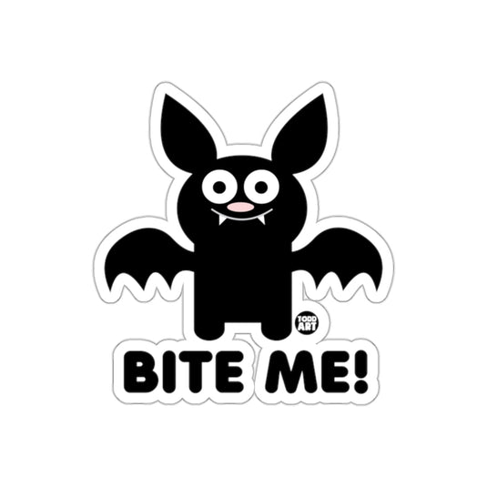Funny Bat Design with Bite Me Text Sticker