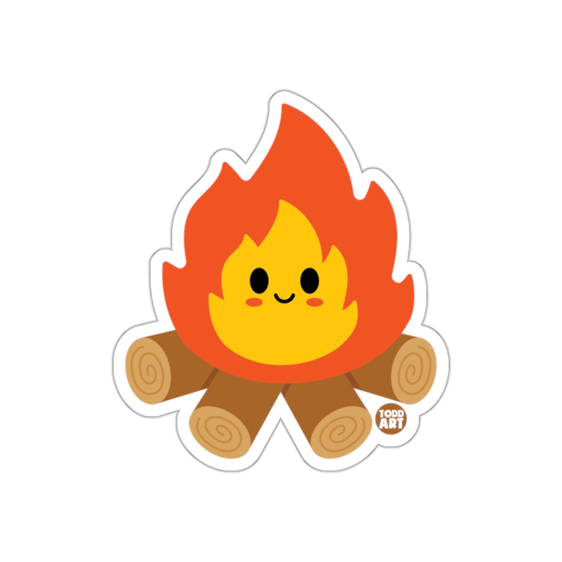 Load image into Gallery viewer, Cute Smiling Campfire with Logs Sticker for Kids
