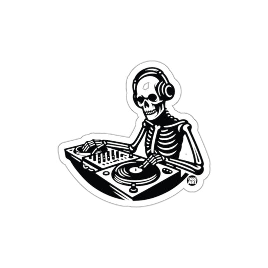 Skeleton DJ With Headphones at a Turntable sticker