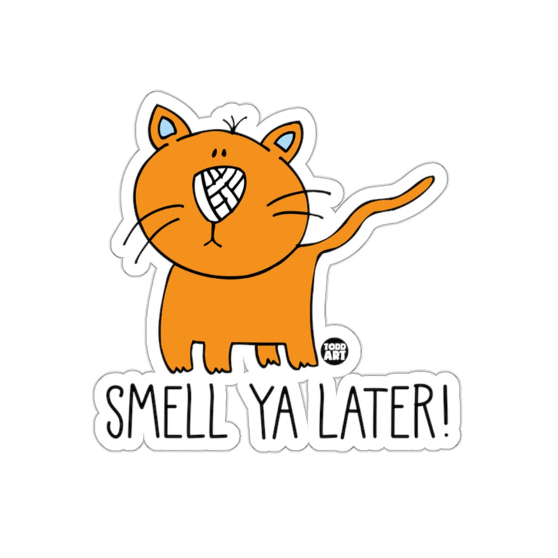 Load image into Gallery viewer, Smell Ya Later Orange Cartoon Cat Sticker
