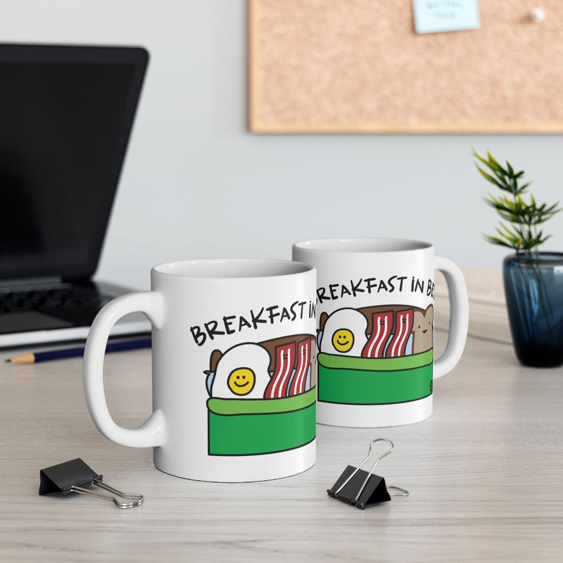 Load image into Gallery viewer, Cute Breakfast in Bed Mug with Smiley Faces Coffee Mug
