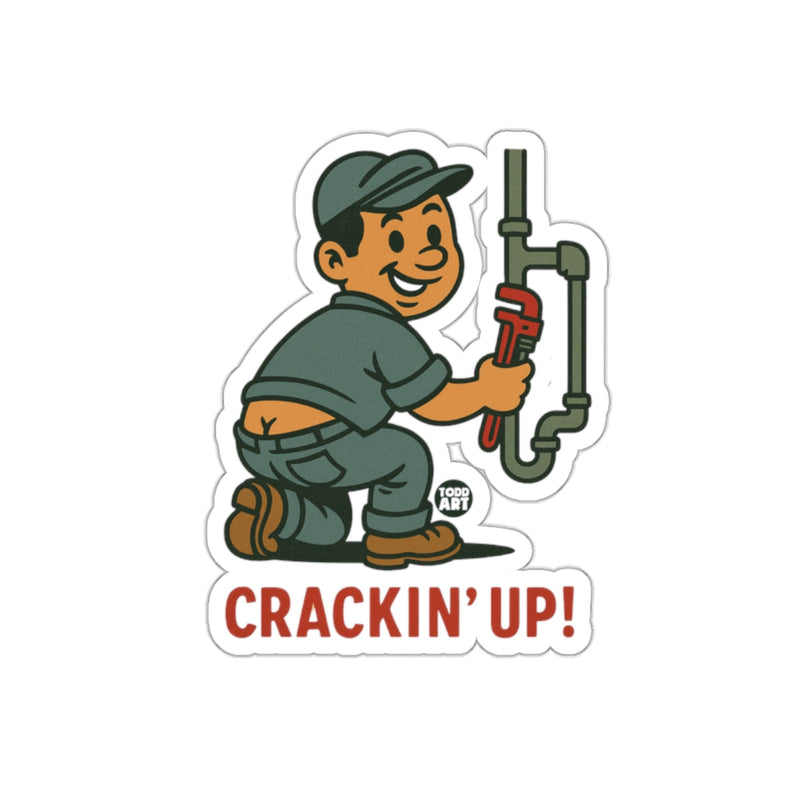 Load image into Gallery viewer, Cracking Up Plumber Sticker Hilarious Cartoon Decal
