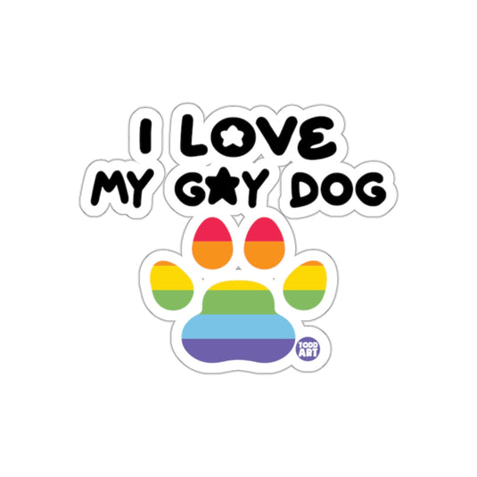 I Love My Gay Dog Rainbow Paw Print Sticker