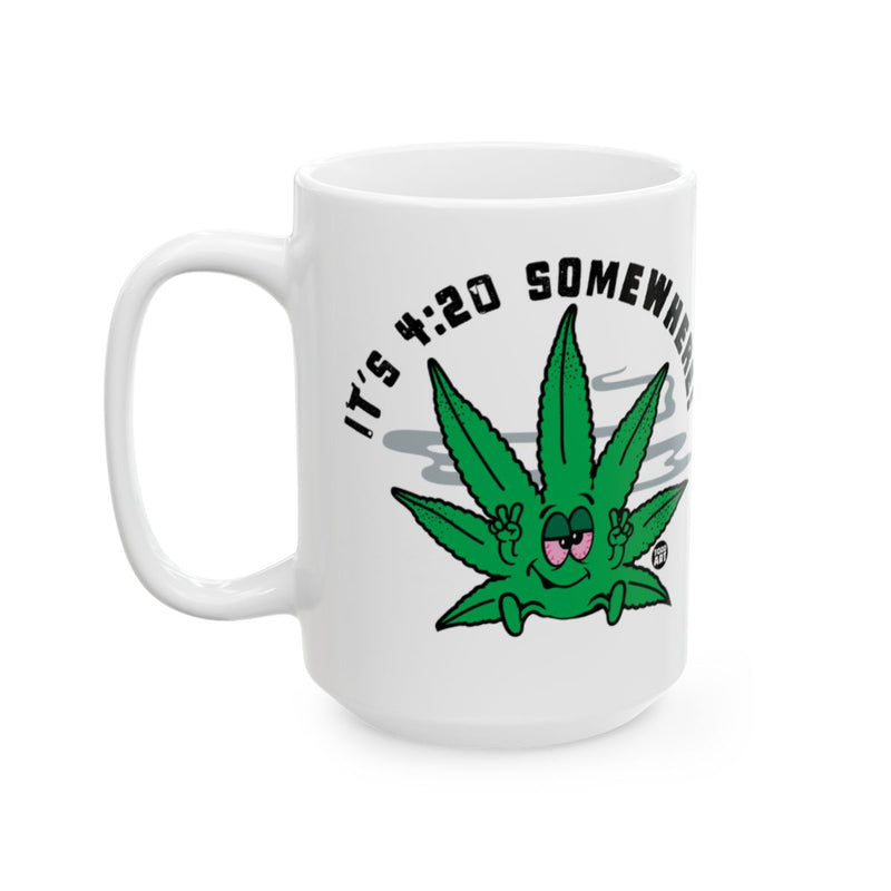 Load image into Gallery viewer, It's 4:20 Somewhere Fun Cannabis Leaf Mug
