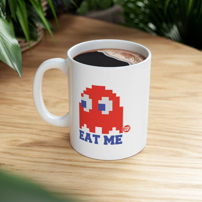 Load image into Gallery viewer, Retro Red Pixelated Character Eat Me Mug

