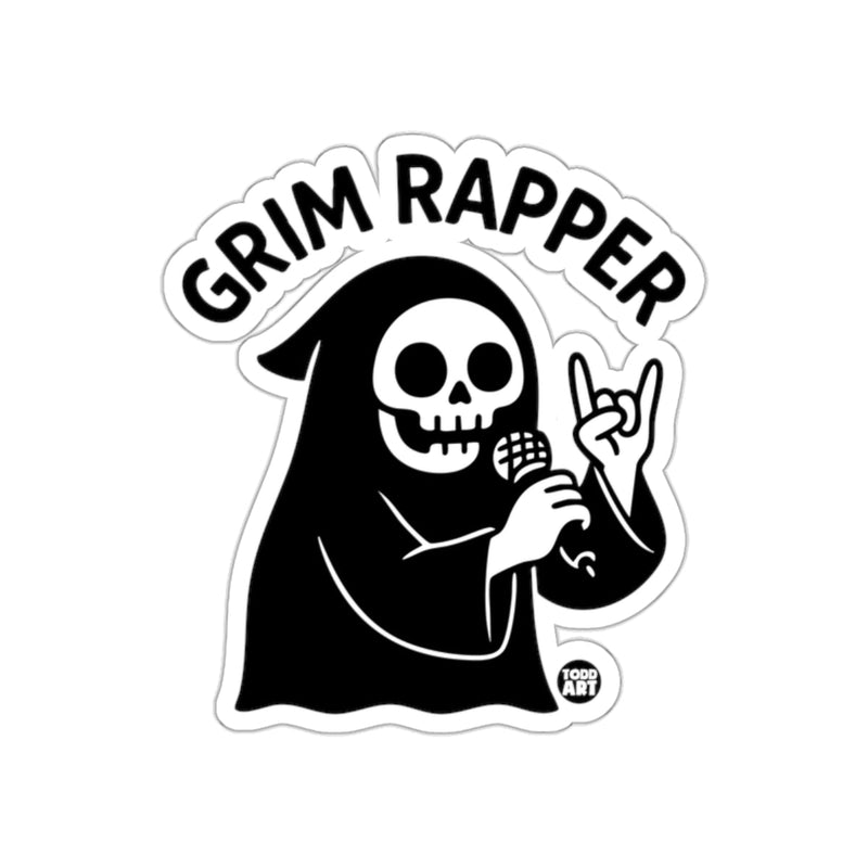 Load image into Gallery viewer, Grim Rapper Skeleton Holding Microphone Sticker
