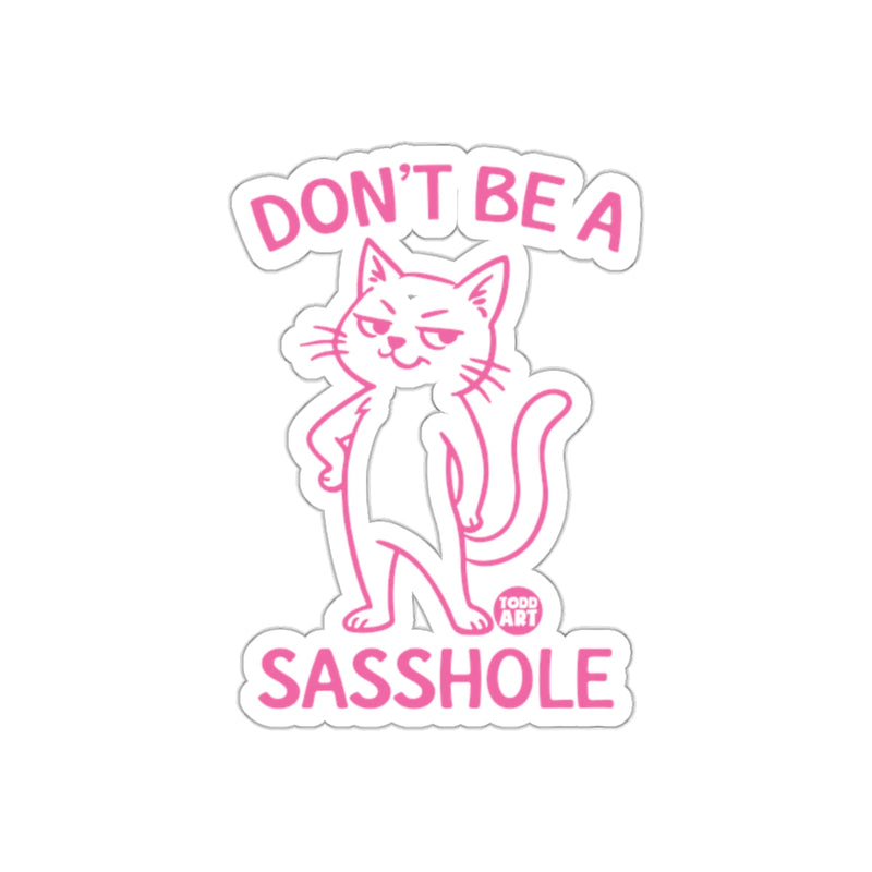 Load image into Gallery viewer, Don't Be A Sasshole Pink Cat Funny Graphic Design sticker
