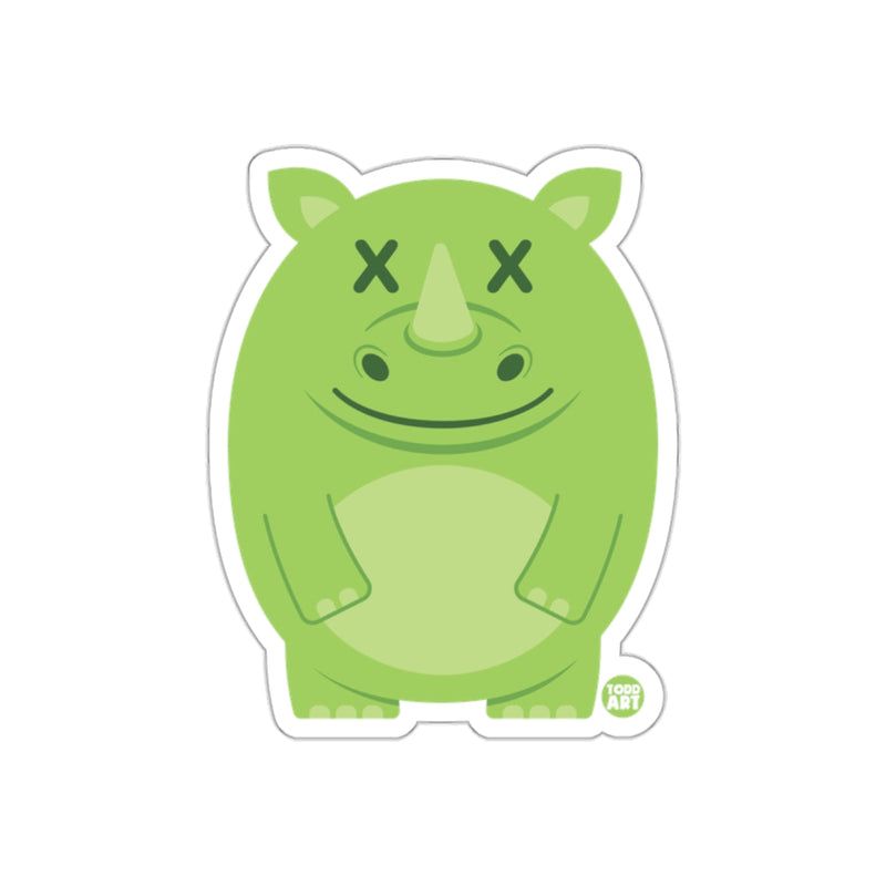 Load image into Gallery viewer, Cute Green Cartoon Rhino Design Sticker Product
