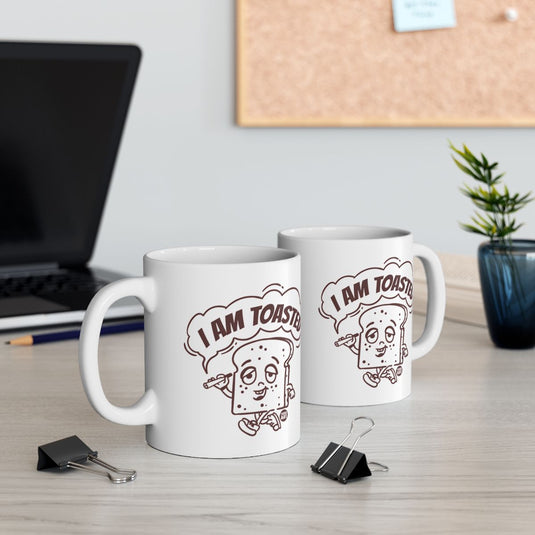 Fun I Am Toasted Character Coffee Mug for Breakfast