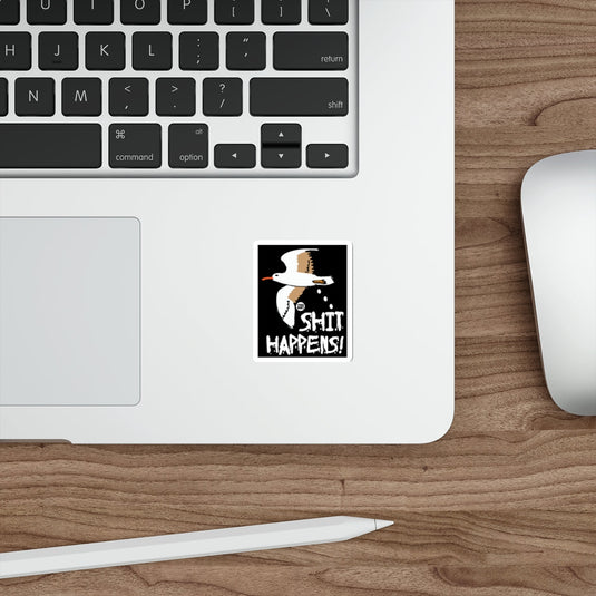 Funny Bird Saying Shit Happens Laptop Sticker