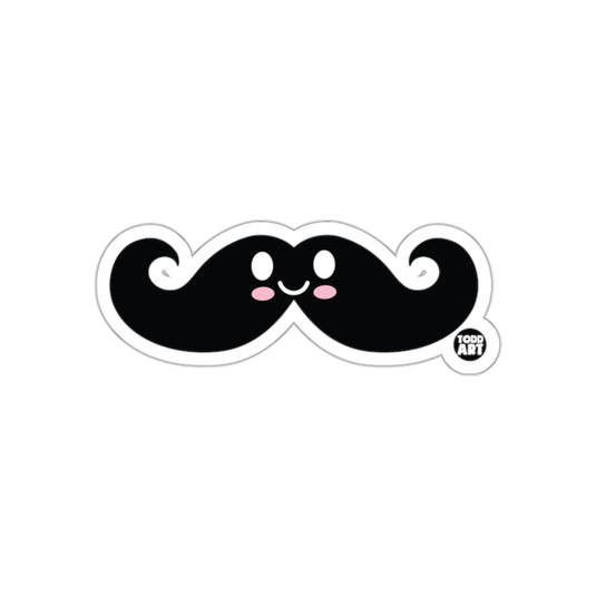 Happy Face Mustache Cartoon Sticker Todd Art Design