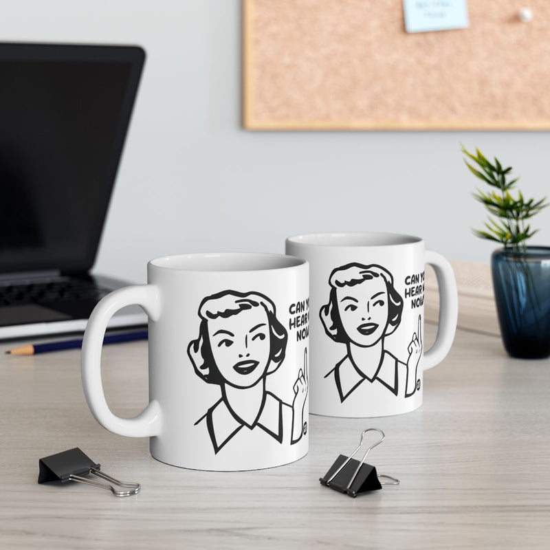 Load image into Gallery viewer, Can't You Hear Me Now Mug with Vintage Illustration
