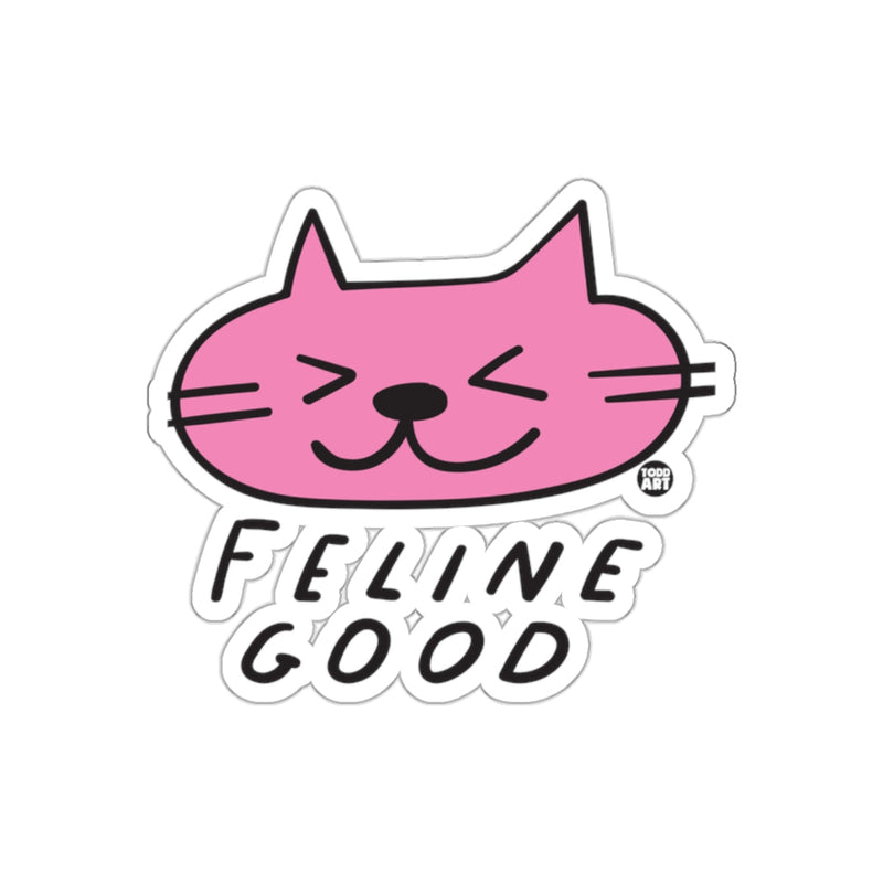 Load image into Gallery viewer, Feline Good Cute Pink Cat Sticker for Cat Lovers
