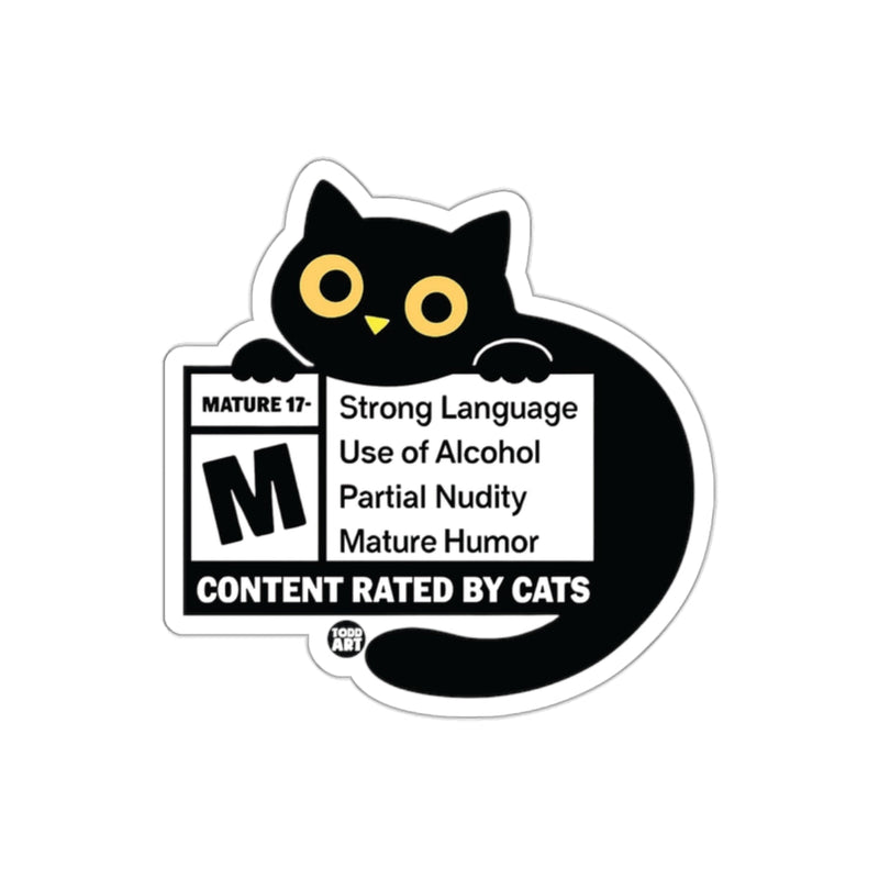 Load image into Gallery viewer, Content Rated by Cats Funny Humor Black Cat sticker
