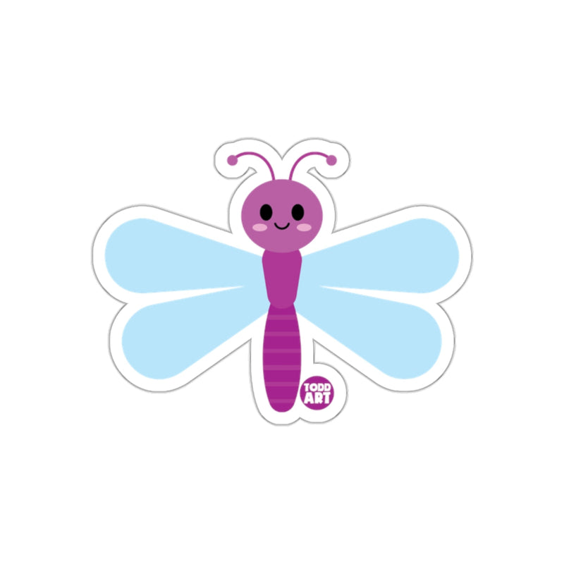 Load image into Gallery viewer, Cute Smiling Purple and Blue Dragonfly Sticker
