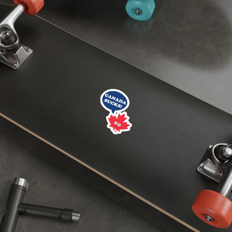 Load image into Gallery viewer, Canada Sucks Funny Maple Leaf Skateboard Sticker
