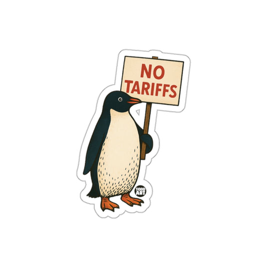 Penguin Holds NO Tariffs Sign Illustration sticker