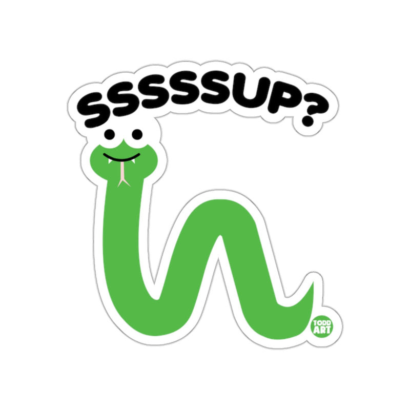 Load image into Gallery viewer, Sssssup? Cartoon Green Snake Graphic Design sticker
