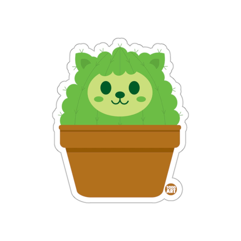 Load image into Gallery viewer, Cute Cat Cactus Sticker with Adorable Green Face Design
