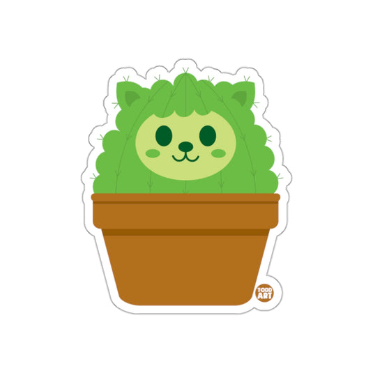 Cute Cat Cactus Sticker with Adorable Green Face Design