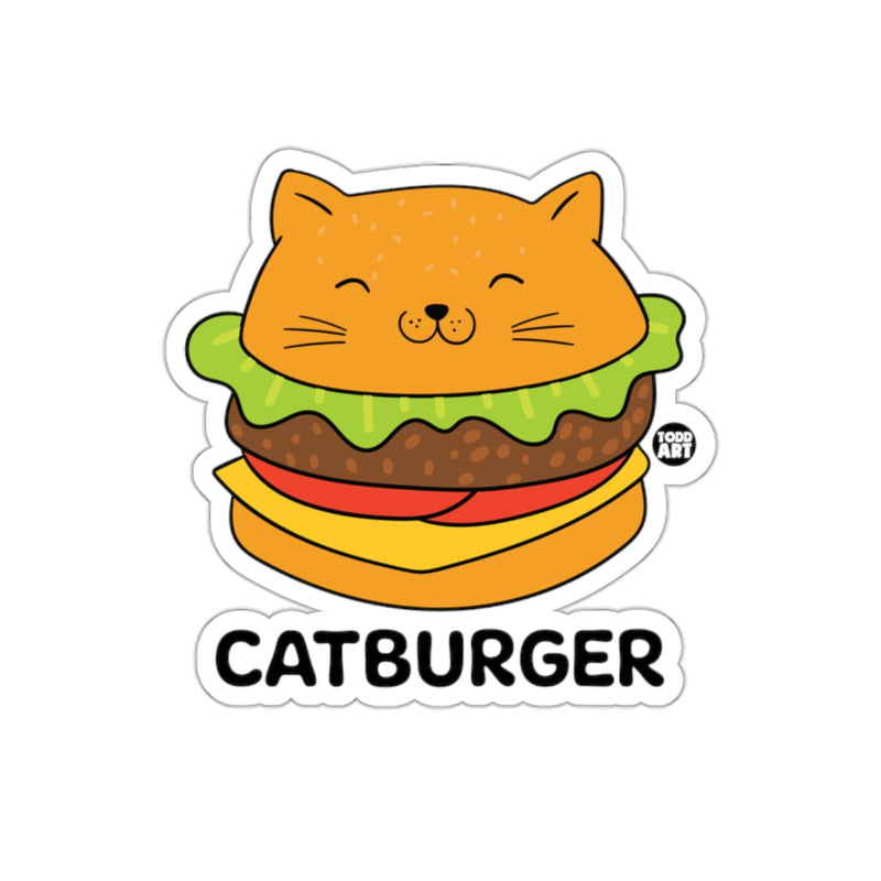 Load image into Gallery viewer, Cute Smiling Catburger Cartoon Illustration Art sticker
