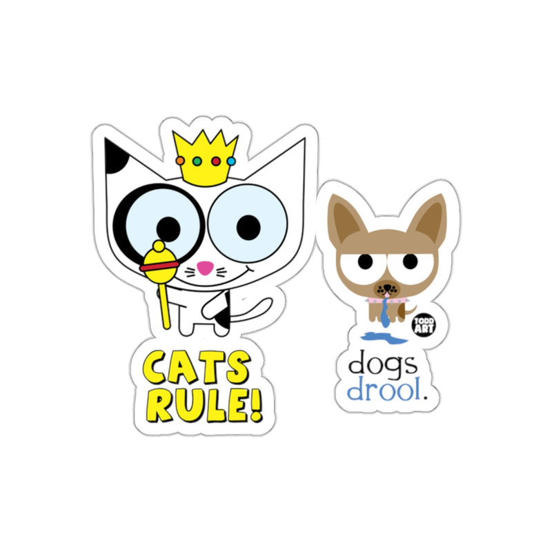 Load image into Gallery viewer, Cats Rule Dogs Drool Fun Cartoon Sticker Set
