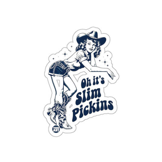 Vintage Slim Pickins Cowgirl Art Sticker