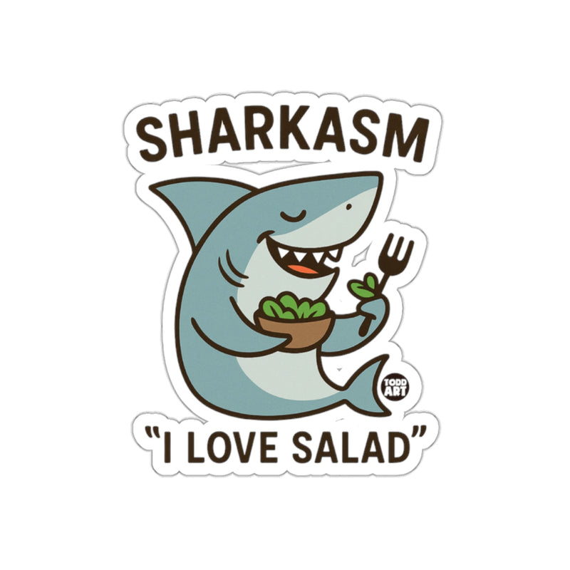 Load image into Gallery viewer, Sharkasm Loves Salad Funny Cartoon Animal Design sticker
