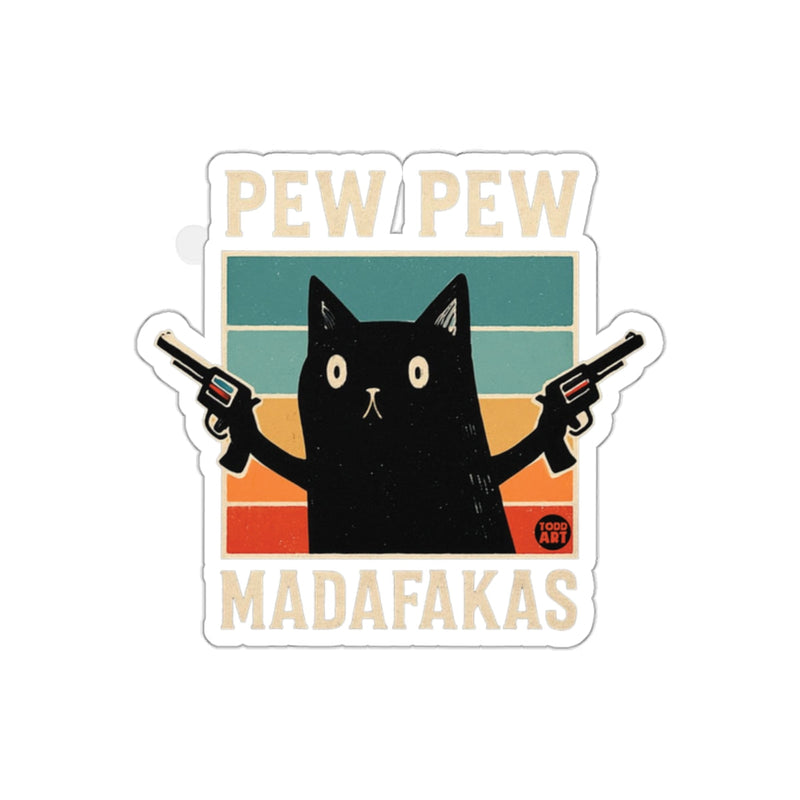 Load image into Gallery viewer, Funny Cat Pew Pew Madafakas Sticker for Laptops or Cars
