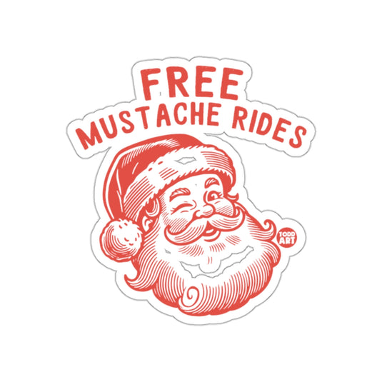 FREE MUSTACHE RIDES Santa Claus Sticker