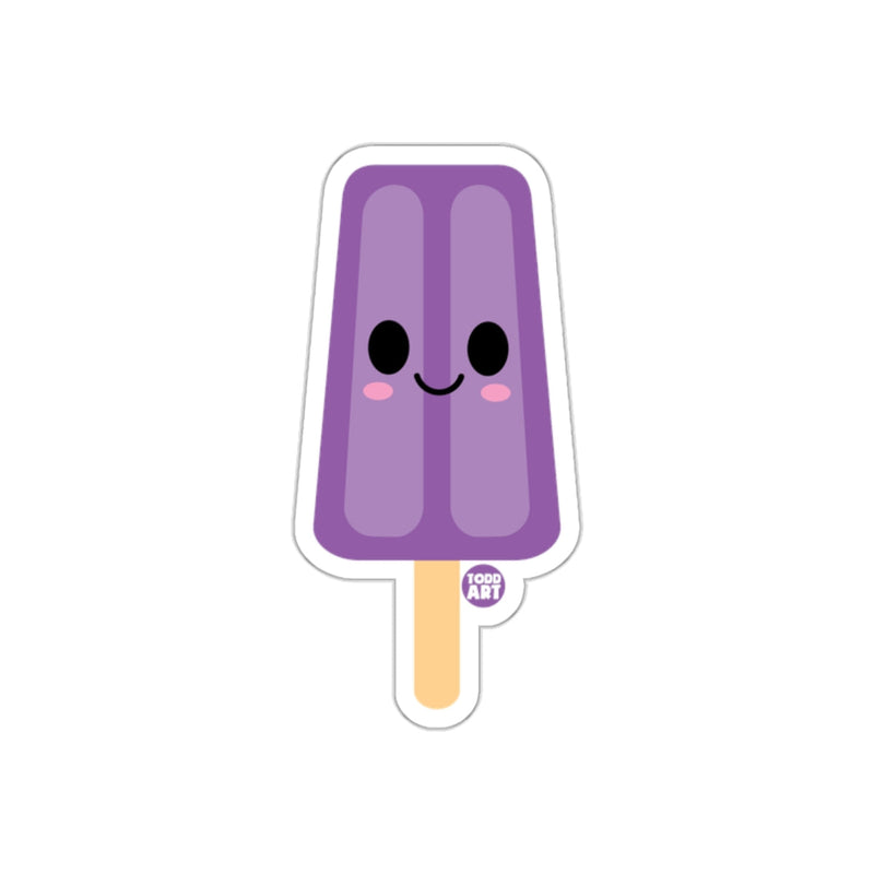 Load image into Gallery viewer, Cute Smiling Purple Popsicle Sticker with Pink Cheeks
