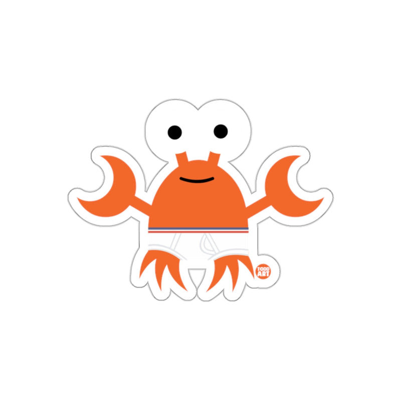 Load image into Gallery viewer, Happy Orange Crab with Swim Shorts Sticker Design
