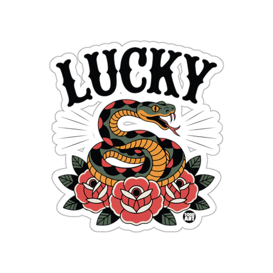 Lucky Snake and Roses Tattoo Style Design Artwork sticker