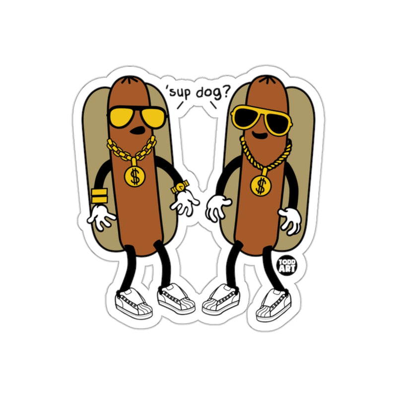 Load image into Gallery viewer, Sup Dog Fun and Quirky Hot Dog Character Sticker
