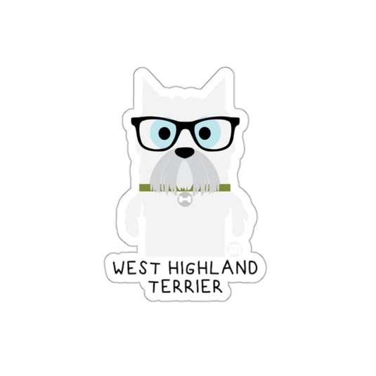 West Highland Terrier Dog Sticker with Glasses