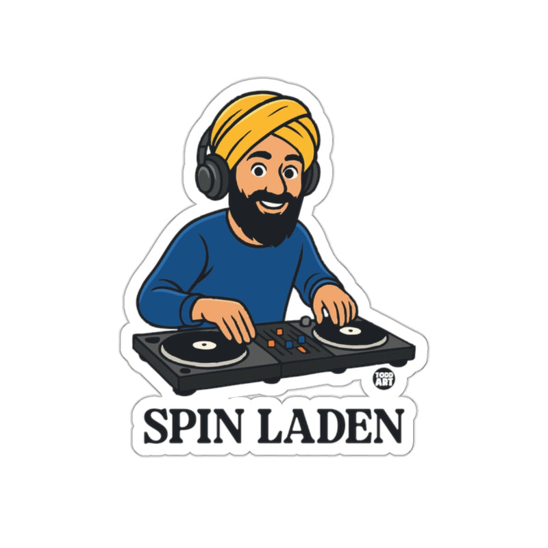 Load image into Gallery viewer, Spin Laden DJ Sticker with Turban and Headphones
