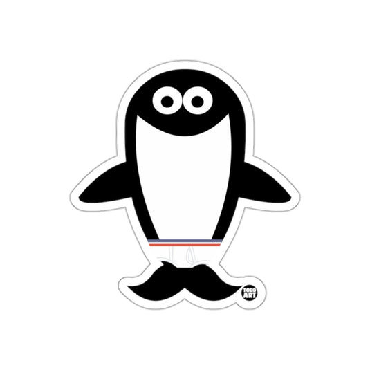 Penguin with Mustache Fun Cartoon Sticker Product