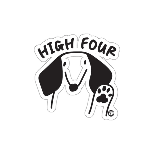 High Four Cute Dog Illustration Sticker Design