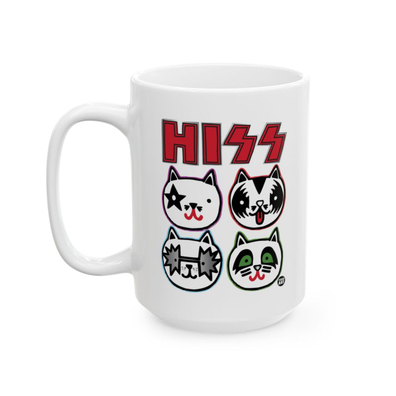 Load image into Gallery viewer, HISS Cat Band Printed Mug with Adorable Faces
