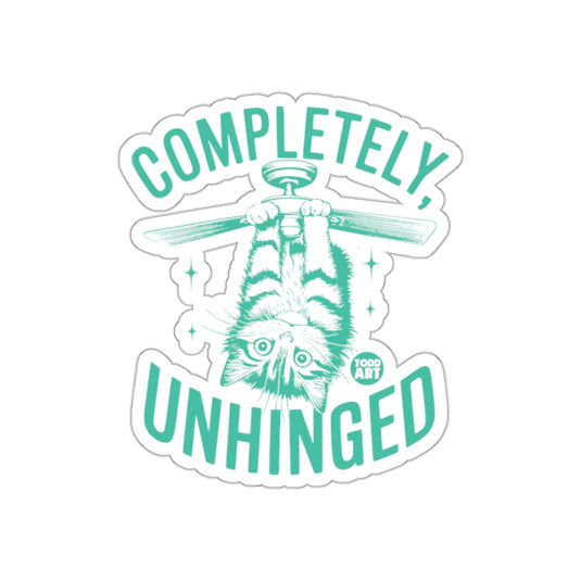 Completely Unhinged Cat Hanging From Fan Artwork sticker