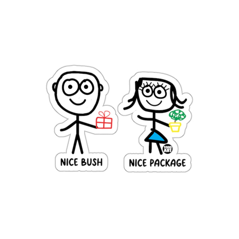 Load image into Gallery viewer, Funny Stick Figure Nice Bush Nice Package Sticker

