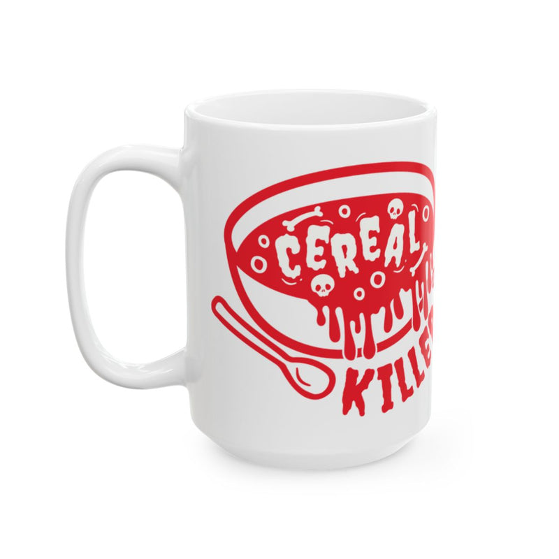 Load image into Gallery viewer, Funny Cereal Killer Mug with Bold Red Graphic Print
